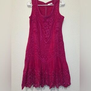 Parker Pink Embroidered Ruffle Eyelet Dress sz 6 NWOT
